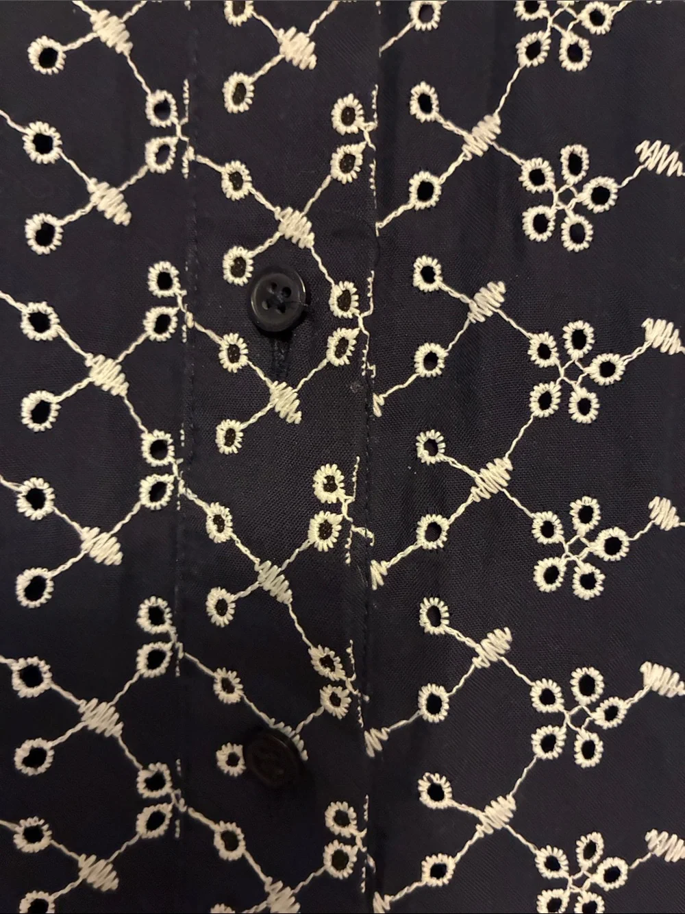 J. Crew Navy and White Sleeveless Floral-Chain Shirt Dress